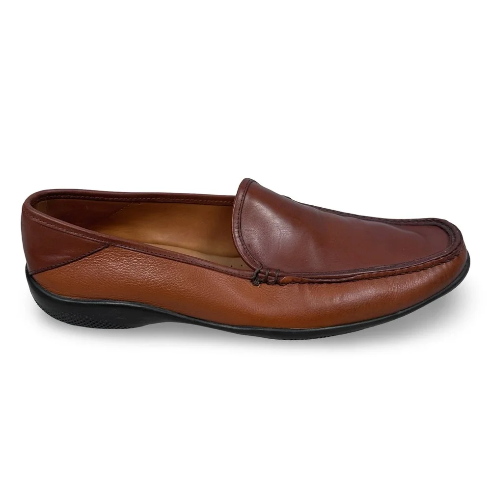 Allen Edmonds Conway Brown Leather Loafers Mens 12 B Square Toe 42908 USA Made